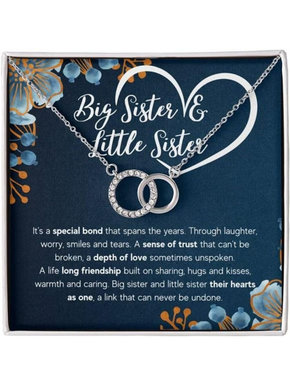 Sister Necklace Gift For Big Sister Little Sister Jewelry With Message Card Box